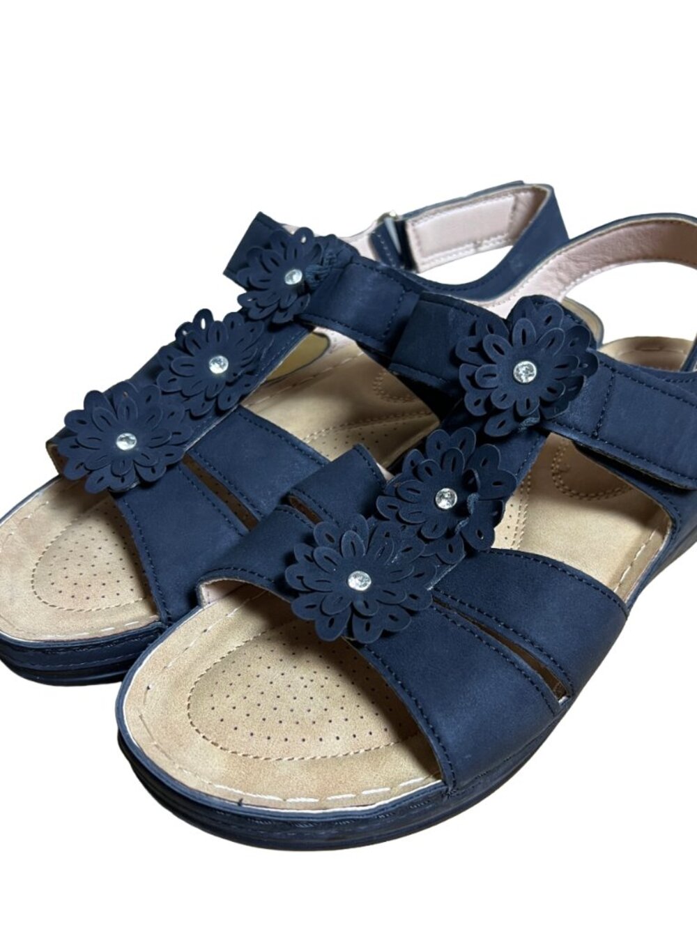 Cherokee Floral Wedge Sandals Black 11 Boho